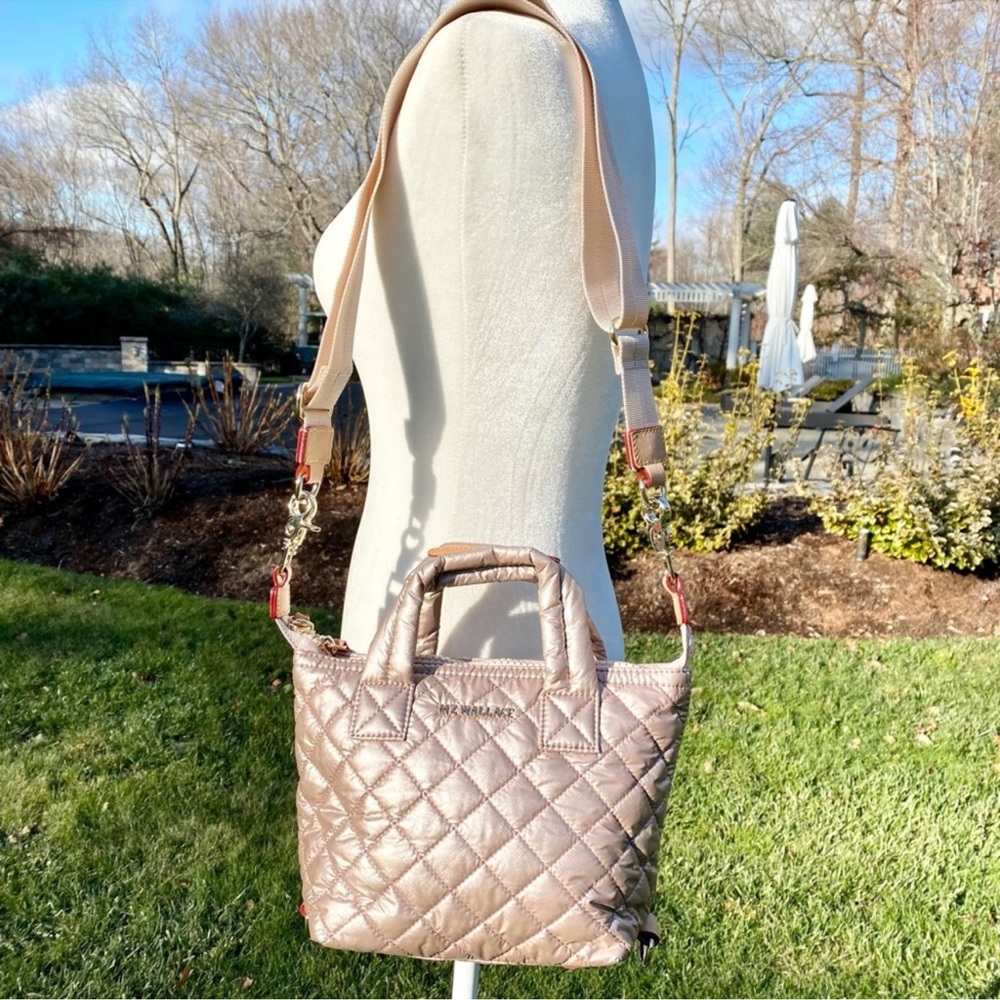 MZ Wallace Small Sutton Deluxe Crossbody Tote Bag in Pale Rose Gold - Picture 8 of 13